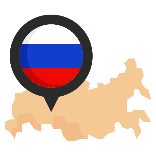 Силуэт карты России с крупной меткой